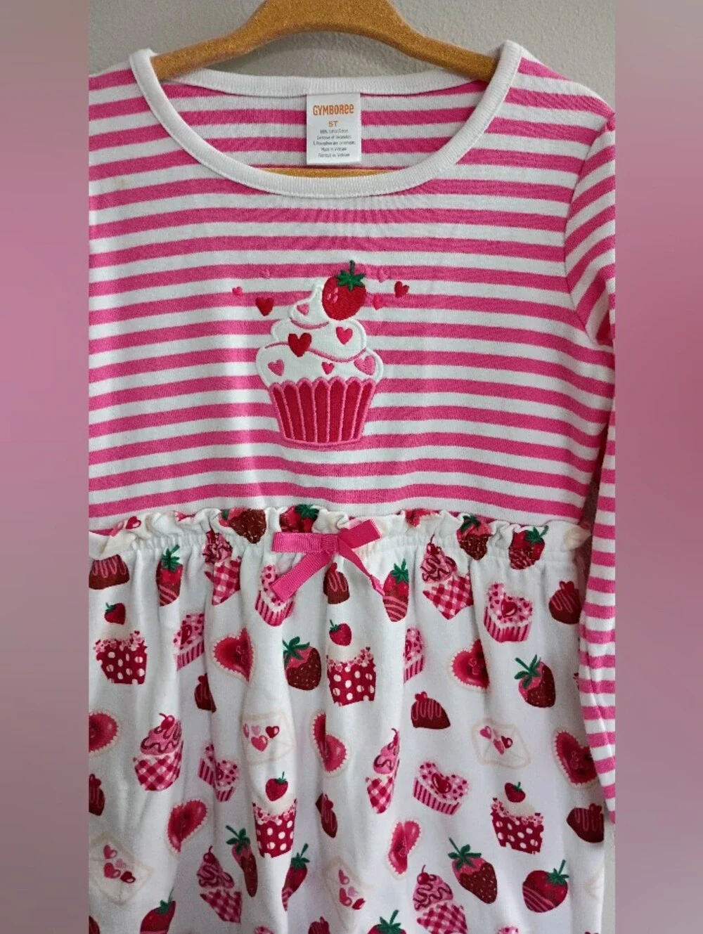 Gymboree Pink & White Striped Cupcake Print Casual Dress